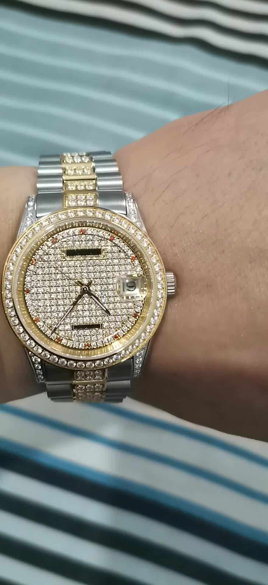 劳士顿rosdn手表满天星系列情侣手表机械表休闲商务情侣对表典雅镶金