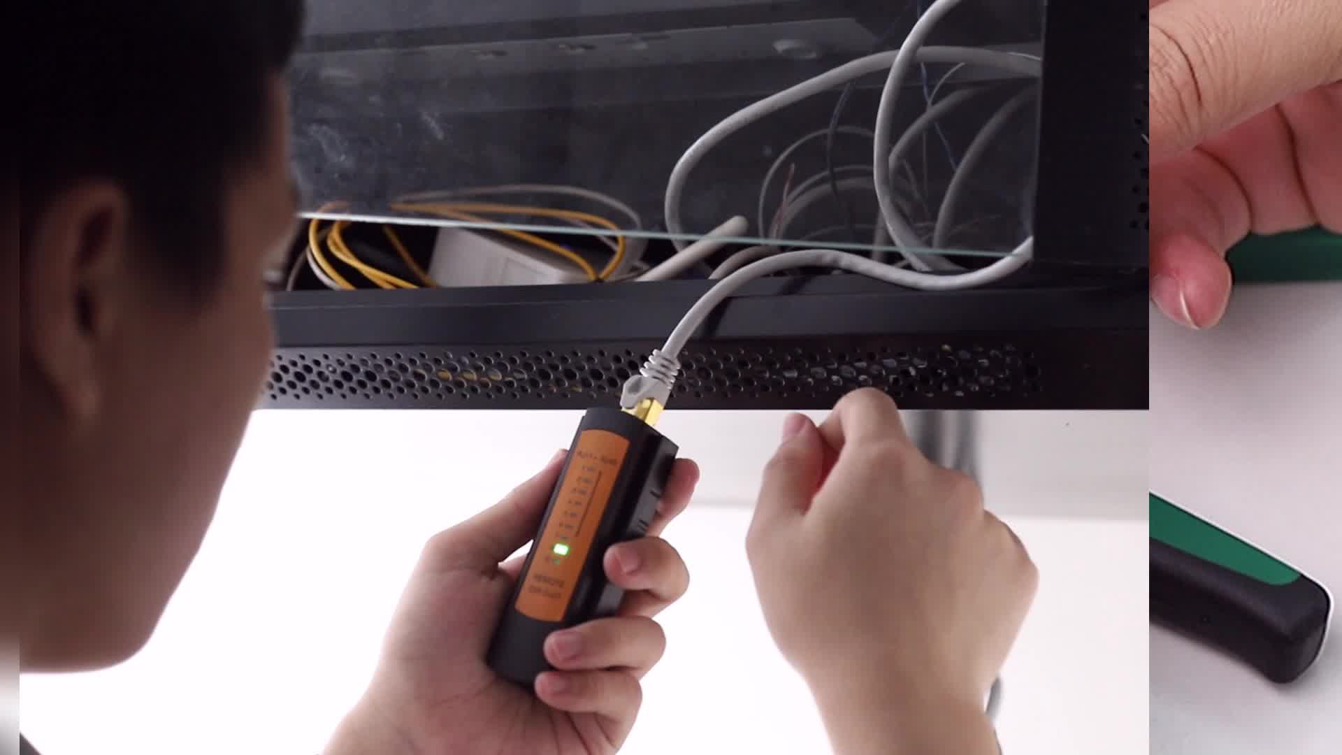 网线宽带信号检测仪对线器查线器电池usb双供电皮革包9v电池黄色默认