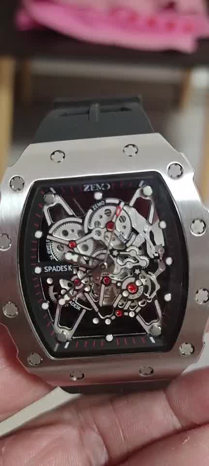 泽默zemo瑞士手表黑桃k系列男士时尚轻奢全自动镂空机械表男生碳纤维