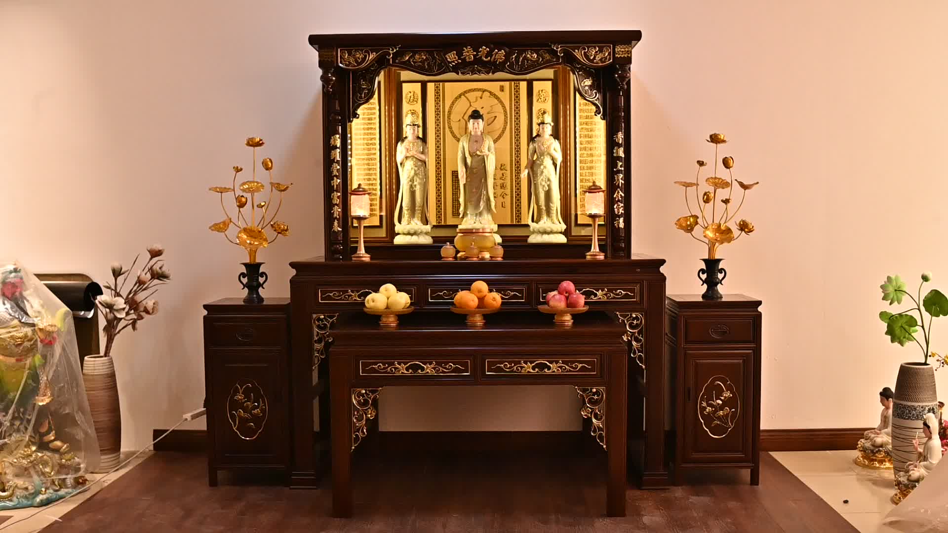 梵泽福台式莲花大规格佛龛神龛供桌家用佛堂楠木实木供