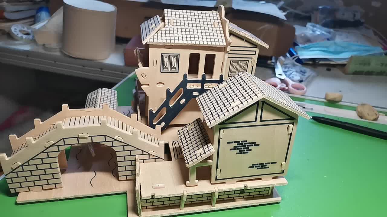 立体拼图木质拼装房子3d木制仿真建筑模型手工木头屋diy玩具拼装拼插