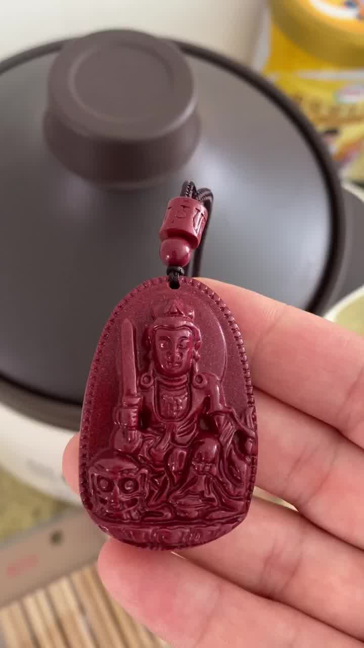 蝶恋石朱砂吊坠男士本命佛高含量紫金砂十二生肖本命年女士守护神朱砂