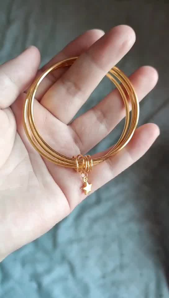 【三八妇女节礼物】老庙黄金 三生三世黄金手镯足金 素圈手环系列女款