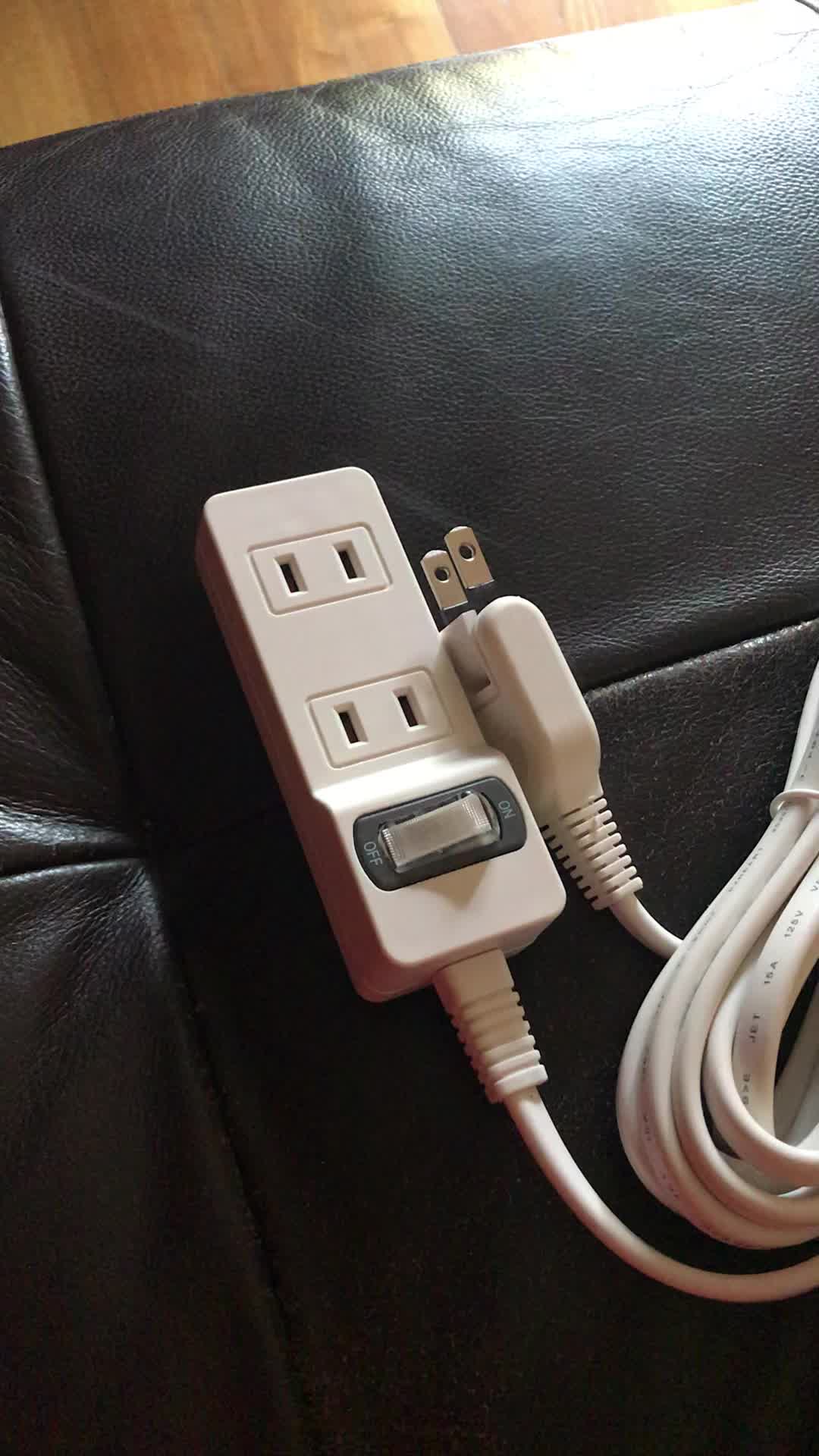 出口日本电源插座jet插线板一分三接延长线转换器二孔旋转薄插头 1米