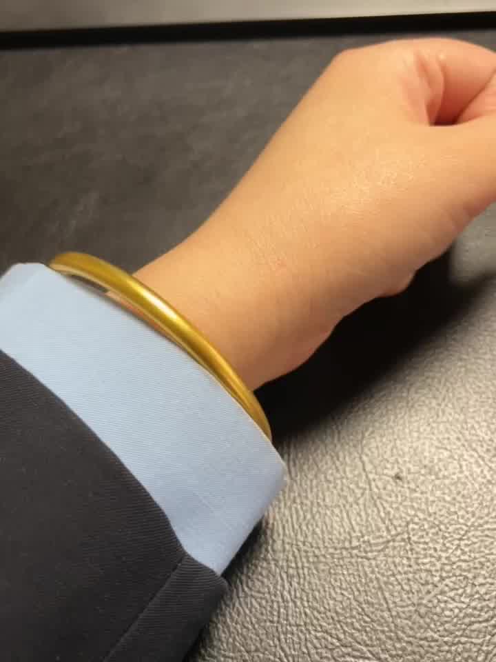 老庙黄金传承系列足金古法光面手镯内壁心经款镯子婚嫁女款情人节母亲