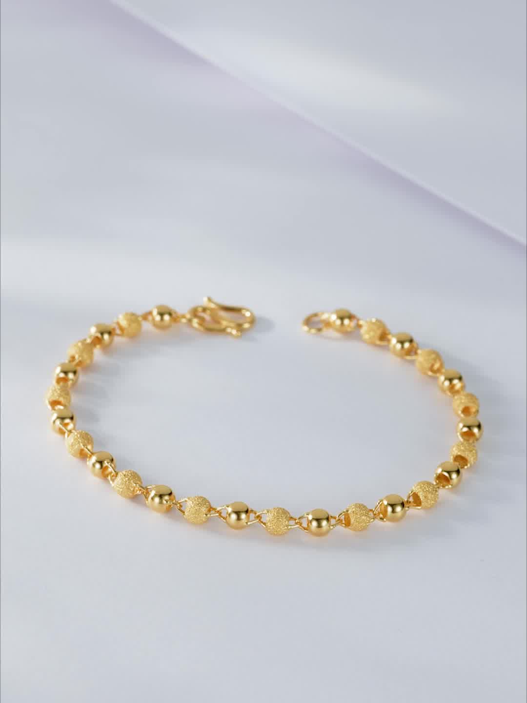 赛菲尔七夕节礼物黄金手链女足金9999转运珠圆珠手链光面路路通金珠